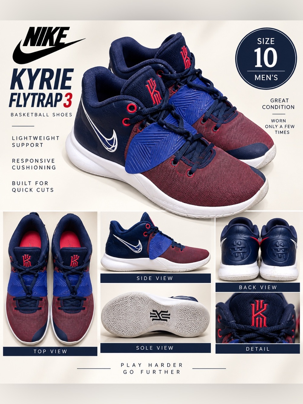- Nike Kyrie flytrap 3 😀 worn outside maybe 5 times mostly indoors